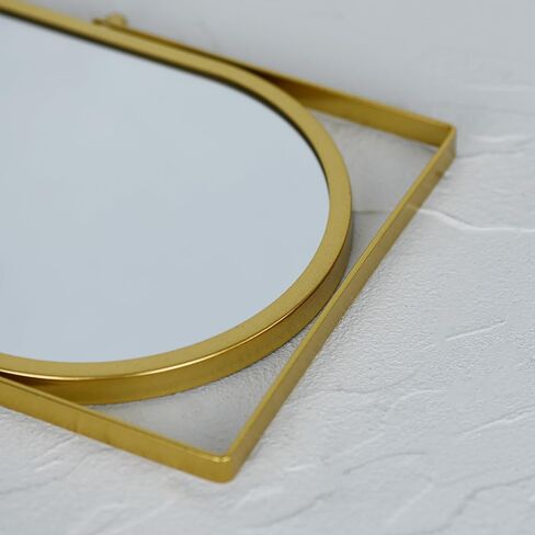 مرآة زينة بيضاوية مع حامل، إطار معدني ذهبي، مرآة مكياج على سطح الطاولة (ذهبي، 5.9 × 8.9 بوصة) in Kuwait