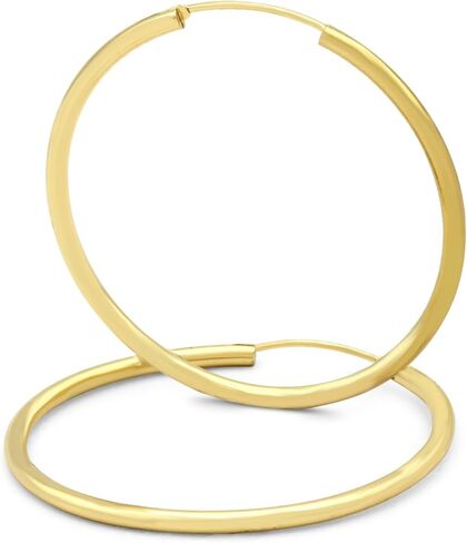 BEBERLINI Plain Hoop Earrings 14K Gold Filled Large Hip Hop Hoops Fashion Ear Jewelry Women 2 mm Thick in Kuwait
