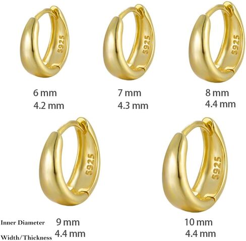 Unisex Chunky Plain Round Huggie Hoop Earrings Solid Sterling Silver Gold Or Silver Sleeper Clicker E259 in Kuwait