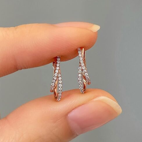 Chic Cross Shaped Rose Gold Color Hoop Earrings for Women in Saudi Arabia
