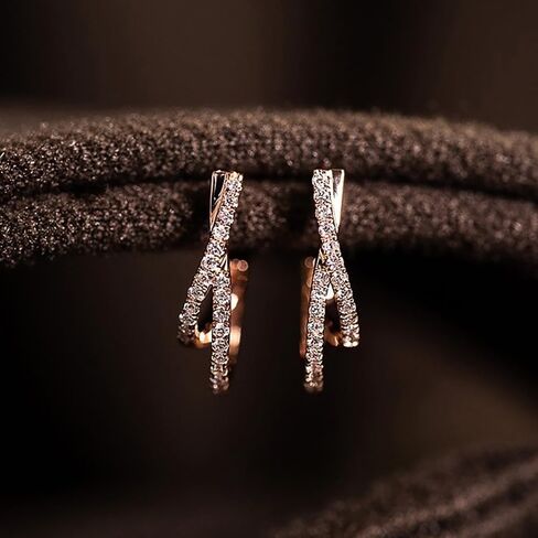 Chic Cross Shaped Rose Gold Color Hoop Earrings for Women in Saudi Arabia