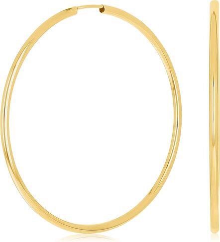 أقراط دائرية لا نهاية لها من الذهب الأصفر الإيطالي عيار 14 قيراط مصقولة بدرجة عالية 1.5 بوصة 1.3 جرام in Kuwait