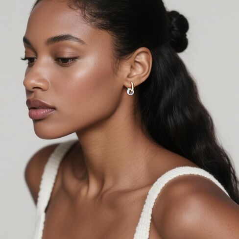 أقراط دائرية من الفضة الإسترلينية ومطلية بالذهب عيار 18 قيراط للنساء، مجموعة مجوهرات قابلة للفصل وقابلة للتكديس مع 3 خواتم فضية قابلة للتبديل in Kuwait