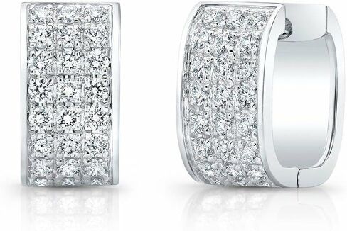 3Ct Round Cut Diamond 3 Row Cluster Huggies Earrings Gift for Women Sterling Silver with 14K White Gold Plated in Saudi Arabia