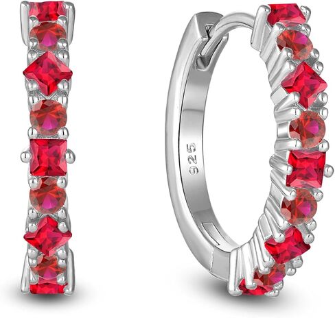 Birthstone Huggie Hoop Earrings for Women 925 Sterling Silver White/Yellow Gold Plated Small Hoop Earrings Everyday Jewelry Gift for Her in Saudi Arabia