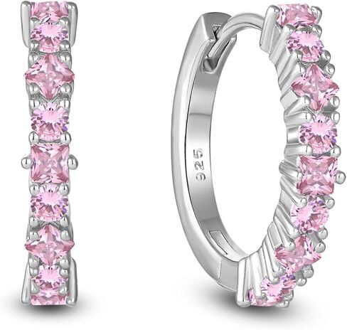 Birthstone Huggie Hoop Earrings for Women 925 Sterling Silver White/Yellow Gold Plated Small Hoop Earrings Everyday Jewelry Gift for Her in Saudi Arabia