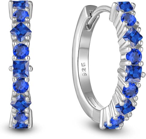 Birthstone Huggie Hoop Earrings for Women 925 Sterling Silver White/Yellow Gold Plated Small Hoop Earrings Everyday Jewelry Gift for Her in Saudi Arabia