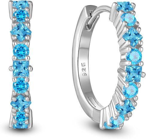 Birthstone Huggie Hoop Earrings for Women 925 Sterling Silver White/Yellow Gold Plated Small Hoop Earrings Everyday Jewelry Gift for Her in Saudi Arabia
