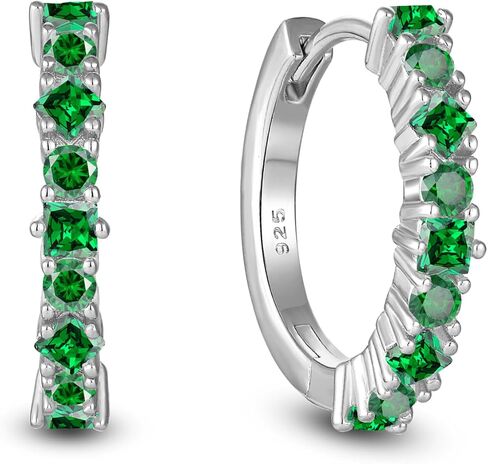 Birthstone Huggie Hoop Earrings for Women 925 Sterling Silver White/Yellow Gold Plated Small Hoop Earrings Everyday Jewelry Gift for Her in Saudi Arabia