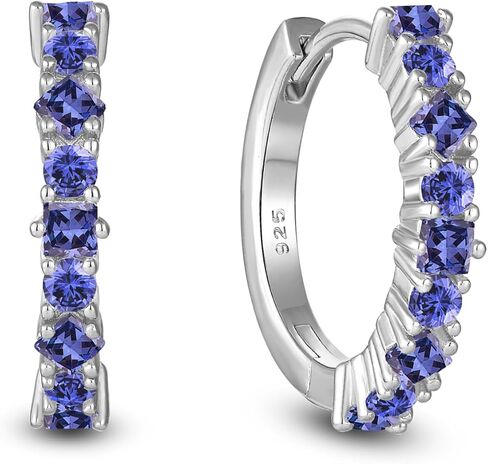 Birthstone Huggie Hoop Earrings for Women 925 Sterling Silver White/Yellow Gold Plated Small Hoop Earrings Everyday Jewelry Gift for Her in Saudi Arabia