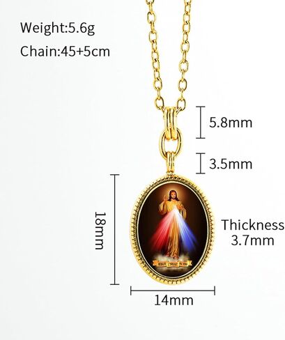 jesus necklace,18K gold jesus necklace,Miracle Medal,304l Stainless steel necklace,Christian Prayer Pendant for Men Women in Saudi Arabia