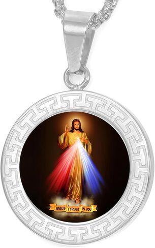 jesus necklace,18K gold jesus necklace,Miracle Medal,304l Stainless steel necklace,Christian Prayer Pendant for Men Women in Saudi Arabia