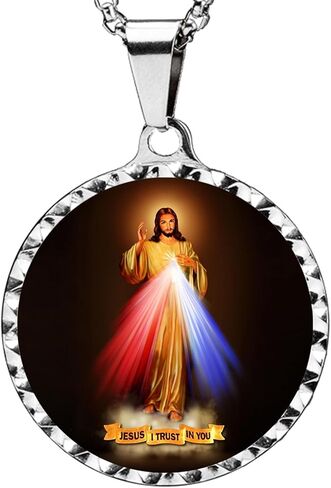 jesus necklace,18K gold jesus necklace,Miracle Medal,304l Stainless steel necklace,Christian Prayer Pendant for Men Women in Saudi Arabia