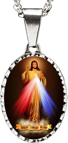 jesus necklace,18K gold jesus necklace,Miracle Medal,304l Stainless steel necklace,Christian Prayer Pendant for Men Women in Saudi Arabia
