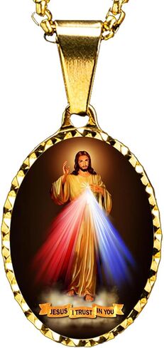 jesus necklace,18K gold jesus necklace,Miracle Medal,304l Stainless steel necklace,Christian Prayer Pendant for Men Women in Saudi Arabia