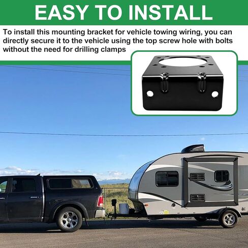 58510 دعامة تثبيت لأسلاك المقطورة الجانبية للمركبة متوافقة مع CURT 58510/55415، لـ 7-Way RV - معطف مسحوق أسود لامع in Kuwait