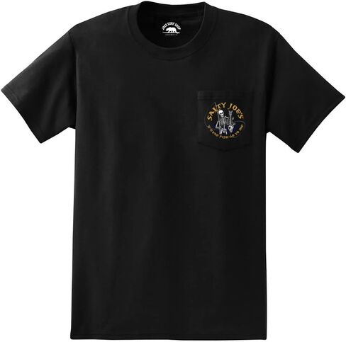 SALTY JOES Men's Rum n' Bones Logo Cotton Pocket Tee-Tall-2XLT-Black/c in Kuwait