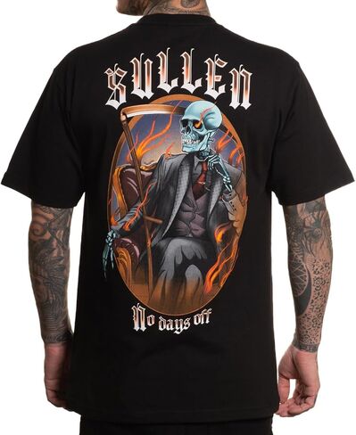 تي شيرت Sullen الرجالي No Days Off Reaper Capsule Tattoo Lifestyle Graphic Standard بأكمام قصيرة باللون الأسود in Saudi Arabia