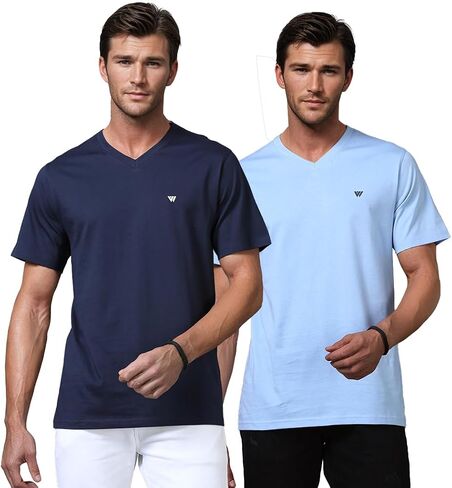 VIROH Men's American Supima Cotton V-Neck T-Shirts, 100% Pima Cotton, Ultra Soft, Durable, 180 GSM in Saudi Arabia