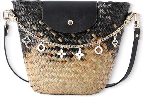 Women's Natural Straw Crossbody Bag Shoulder Bag Tote Handbag hobobag Purse Bag with Chain for Travel, Shopping, Camping, Beach Vacations in Saudi Arabia