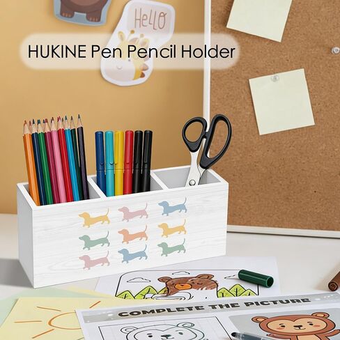 Colorful Dachshund Pen Holder for Desk Decoration, Weiner Dog Gifts for Women Men Wooden Box Sign Pencil Holder Organizer for Home Office Desk Accessories, Gifts for Dachshund Lovers in Kuwait
