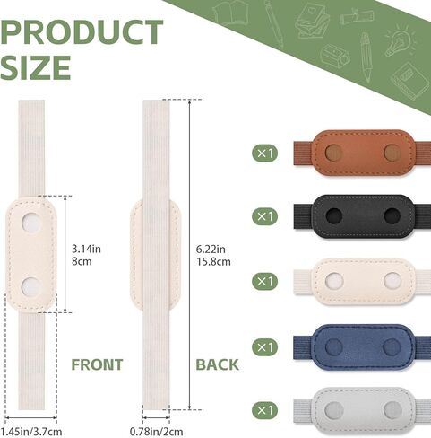 5 Pieces Elastic Band Pen Holder for Notebook, PU Leather Book Pen Sleeve, Detachable Journal Pencil Pouch Holder for Notebook Planners Binders Bookmark (5 Colors) in Kuwait