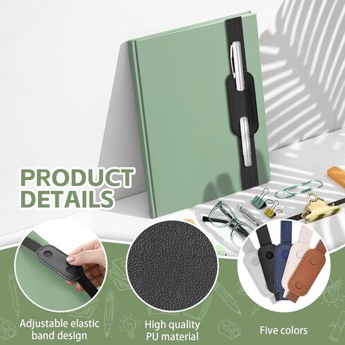 5 Pieces Elastic Band Pen Holder for Notebook, PU Leather Book Pen Sleeve, Detachable Journal Pencil Pouch Holder for Notebook Planners Binders Bookmark (5 Colors) in Kuwait