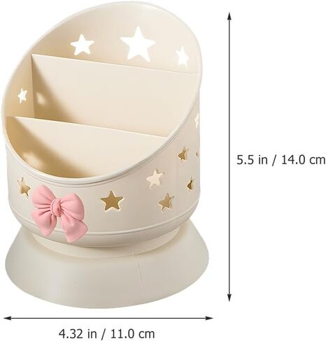 Tofficu Makeup Brush Holder Organizer Adorable Bow Design Multifunctional Desktop Storage Box for Makeup and Stationery Capacity Grid Compartments for Vanity and Desk Use in Saudi Arabia