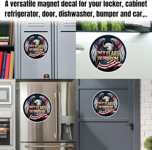 Magnet 250 Anniversary 250th Magnet Decal American United States Eagle Patriotic 1776 2026 Year Reusable Magnetic Sign Sticker for Fridge Car Bumper Locker 5.5in in Kuwait