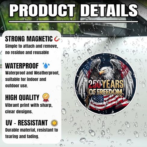 Magnet 250 Anniversary 250th Magnet Decal American United States Eagle Patriotic 1776 2026 Year Reusable Magnetic Sign Sticker for Fridge Car Bumper Locker 5.5in in Kuwait
