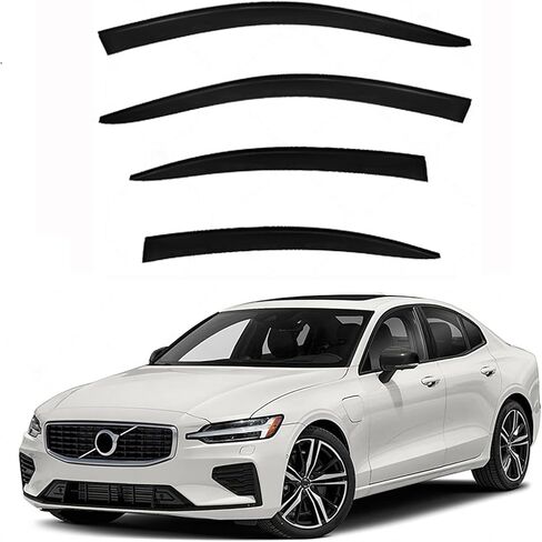 Window Visors for Volvo S60 MK3 2020-2025 Visor Rain Guards Tape-on Side Window Deflectors Wind Deflectors Weather Shield Extra Durable Vent Shade Visor,No Chrome Plating in Saudi Arabia