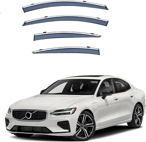 Window Visors for Volvo S60 MK3 2020-2025 Visor Rain Guards Tape-on Side Window Deflectors Wind Deflectors Weather Shield Extra Durable Vent Shade Visor,No Chrome Plating in Saudi Arabia