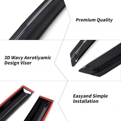 Window Visors for Volvo S60 MK3 2020-2025 Visor Rain Guards Tape-on Side Window Deflectors Wind Deflectors Weather Shield Extra Durable Vent Shade Visor,No Chrome Plating in Saudi Arabia