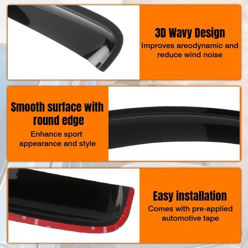 Tape on Window Visor Deflectors, Compatible with 2016-2024 Toyota Tacoma Access Cab, Acrylic Smoke Tinted Slim Style Window Rain Guards, Sun Wind Side Vent Visor Set, 2 Pieces in Saudi Arabia