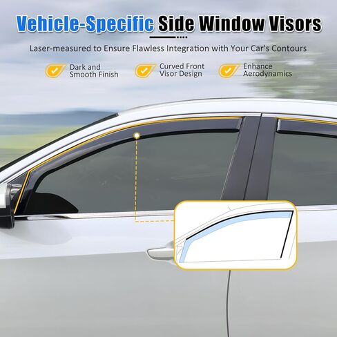 FREEMOTOR802 in-Channel Car Window Deflectors, Compatible with 2019-2025 Lexus ES250 ES300h ES350, Injection PC Black Rain Guards Side Window Visors Wind Deflectors, 4-Piece Set in Saudi Arabia