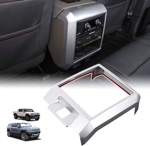 غطاء فتحة تهوية تكييف الهواء الخلفي لملحقات بيك اب Hummer EV SUV، مسند ذراع وحدة التحكم المركزية الخلفية، غطاء فتحة تهوية تكييف الهواء، واقي مضاد للركلة بفتحة تيار متردد لعام 2022-2024 2025 2026 (نمط ألياف الكربون) in Kuwait