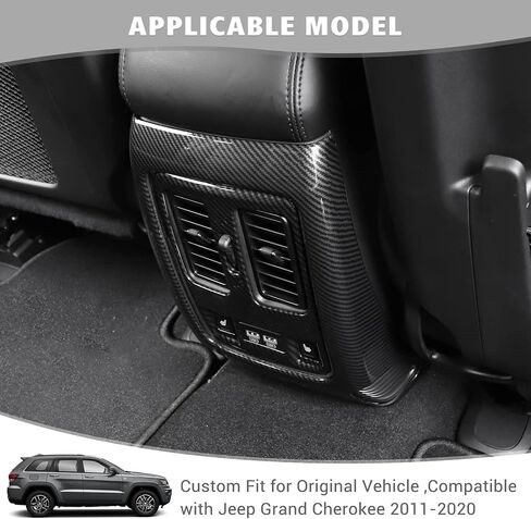 Jimen متوافق مع Jeep Grand Cherokee 2011-2020، غطاء لوحة فتحة تكييف الهواء لمسند الذراع الخلفي (ألياف الكربون) in Kuwait