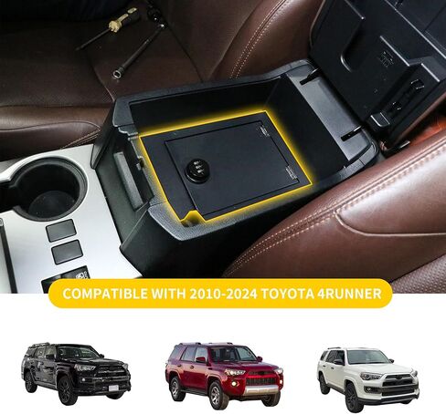 منظم وحدة التحكم المركزية للتخزين الآمن للمسدس متوافق مع 2010-2020 TOYOTA 4RUNNER الملحقات الداخلية وحدة التحكم بندقية Vault Security Lock Box مسند الذراع، قفل مجموعة مكون من 3 أرقام in Saudi Arabia