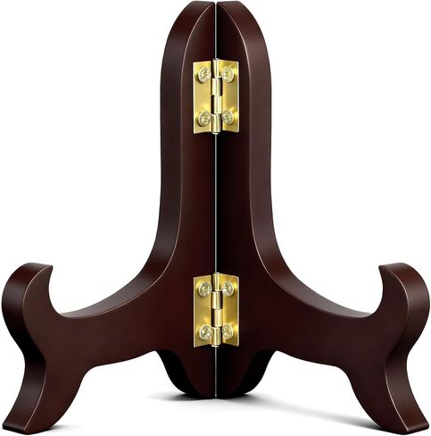 حامل لوحة خشبية، حامل لوحة زخرفية، حامل عرض قابل للطي، حامل صغير أو إطار صورة للعرض، حامل فني على الطاولة، بني وذهبي in Kuwait