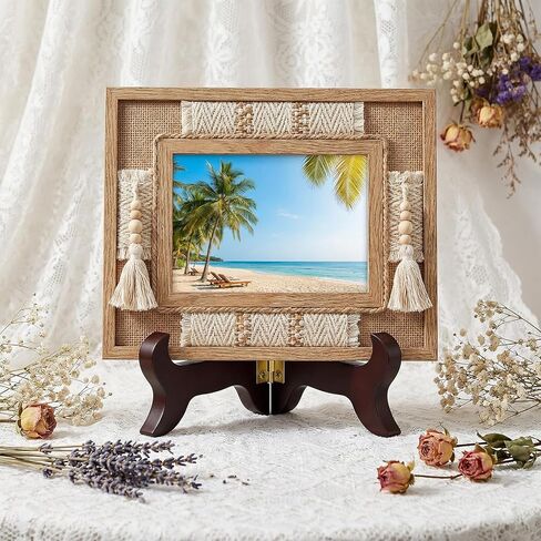 حامل لوحة خشبية، حامل لوحة زخرفية، حامل عرض قابل للطي، حامل صغير أو إطار صورة للعرض، حامل فني على الطاولة، بني وذهبي in Kuwait