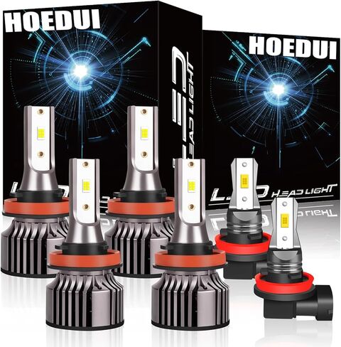 المصابيح الأمامية تناسب 2006-2013 Chevy Impala H11 High Beam H11 Low Beam H8 مصابيح الضباب، 6500K ضوء سيارة أبيض، 500% لمبة سطوع، التوصيل والتشغيل، IP68، Canbus جاهز، حزمة من 6 in Saudi Arabia