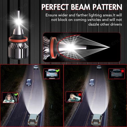 المصابيح الأمامية تناسب 2006-2013 Chevy Impala H11 High Beam H11 Low Beam H8 مصابيح الضباب، 6500K ضوء سيارة أبيض، 500% لمبة سطوع، التوصيل والتشغيل، IP68، Canbus جاهز، حزمة من 6 in Saudi Arabia