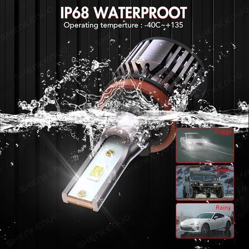 المصابيح الأمامية تناسب 2006-2013 Chevy Impala H11 High Beam H11 Low Beam H8 مصابيح الضباب، 6500K ضوء سيارة أبيض، 500% لمبة سطوع، التوصيل والتشغيل، IP68، Canbus جاهز، حزمة من 6 in Saudi Arabia
