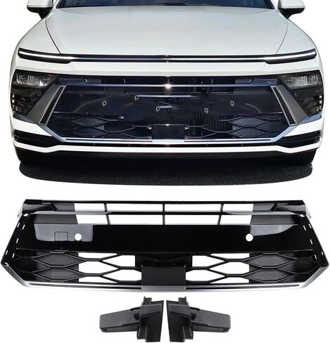 Front Upper Bumper Grille Compatible With 2024-2025 Hyundai Sonata Bumper Upper Grill Painted Black Without Camera Hole Replacement 86351L1500 in Kuwait