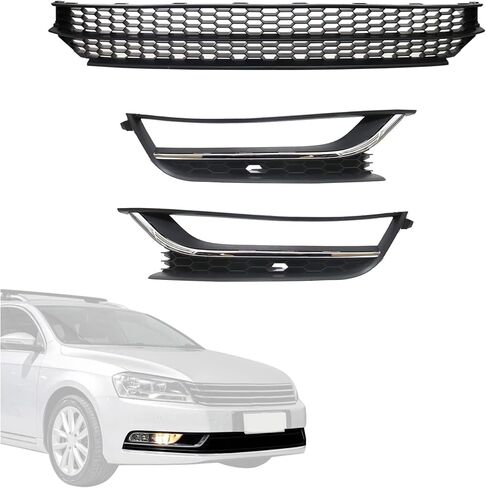 SecosAutoparts Front Bumper Lower Grille and Foglight Grill Cover Fit for Volkswagen Passat 2012 2013 2014 2015 Replace# 561853666 561853677 561853665 in Saudi Arabia