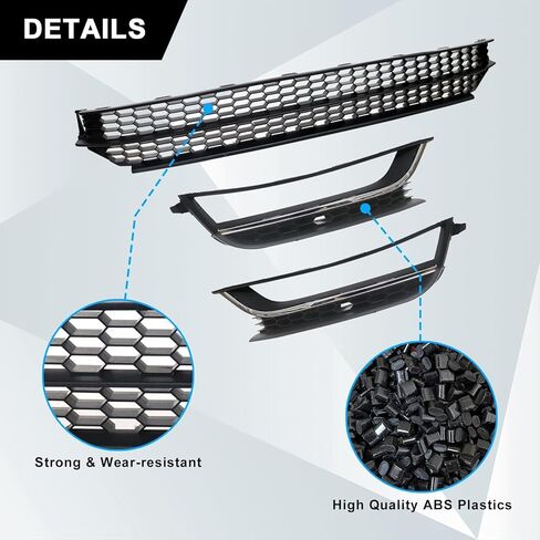 SecosAutoparts Front Bumper Lower Grille and Foglight Grill Cover Fit for Volkswagen Passat 2012 2013 2014 2015 Replace# 561853666 561853677 561853665 in Saudi Arabia