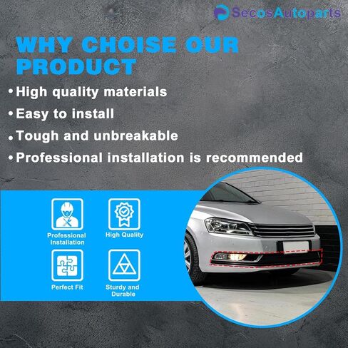 SecosAutoparts Front Bumper Lower Grille and Foglight Grill Cover Fit for Volkswagen Passat 2012 2013 2014 2015 Replace# 561853666 561853677 561853665 in Saudi Arabia