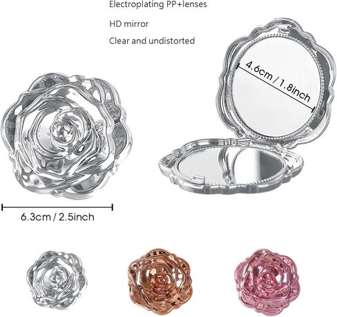 Double-Sided Pocket Compact Mini Makeup Mirrors,Portable Foldable Small Mirror (Gold) in Saudi Arabia