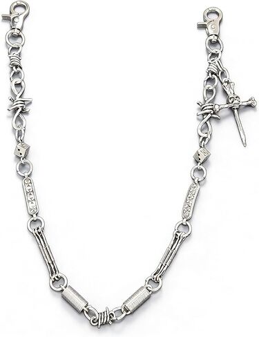 Skull Wallet Chain for Men - Cross Pants Chain Belt Chain Dice Pocket Chains Hip Hop Punk Jeans Biker Chains Goth Clothing Accessories in Saudi Arabia