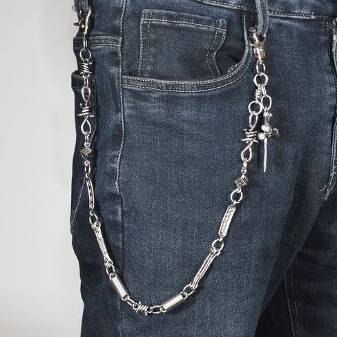 Skull Wallet Chain for Men - Cross Pants Chain Belt Chain Dice Pocket Chains Hip Hop Punk Jeans Biker Chains Goth Clothing Accessories in Saudi Arabia